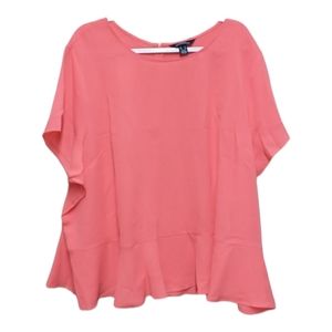 Lands'End  Plus 30W short sleeve Ruffle Hem Crepe Blouse